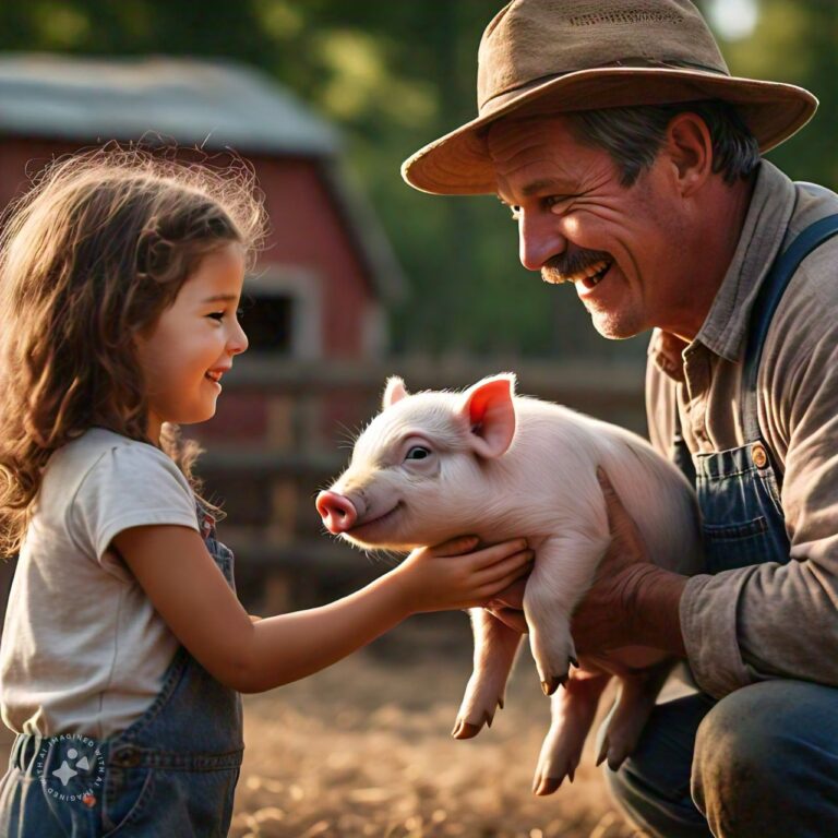 A Farmer Brought His Daughter A Little Pot-Belly Pet Pig