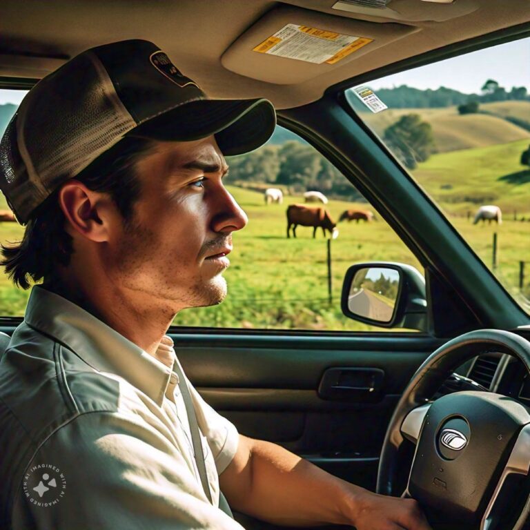 A Guy Was Driving Past A Farm