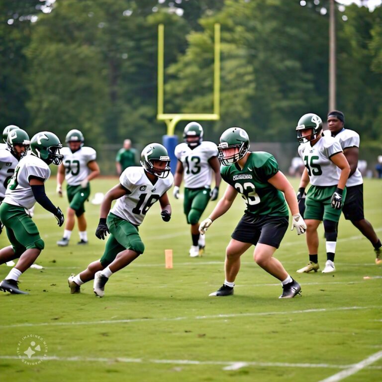 A Football Team Was On The Field During Practice