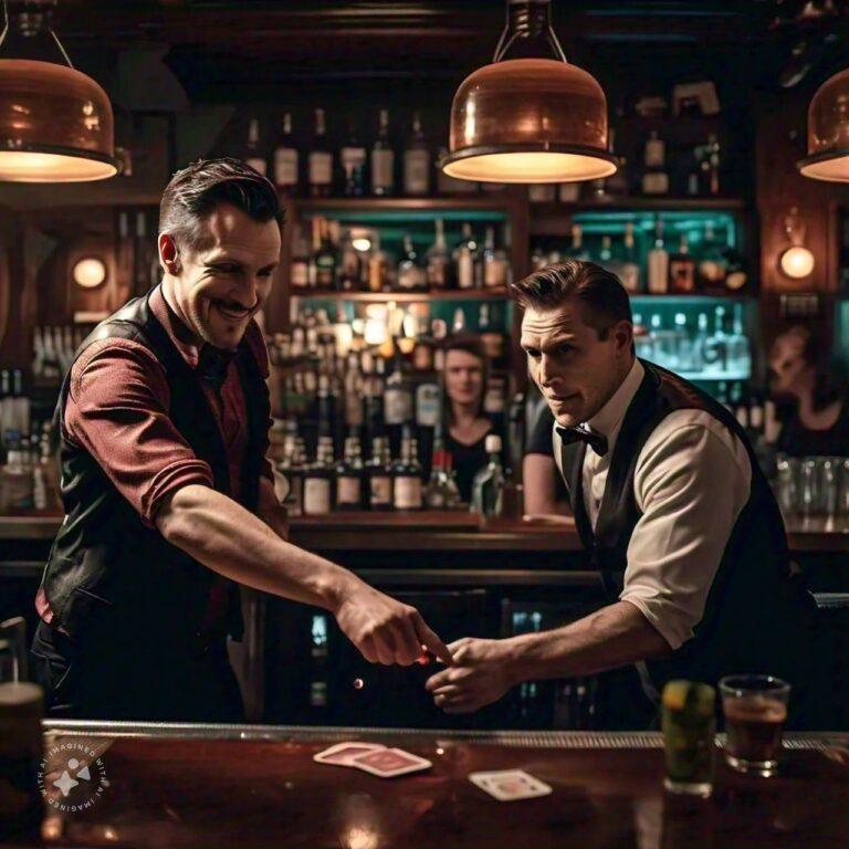 A Man Shows Trick To The Bartender