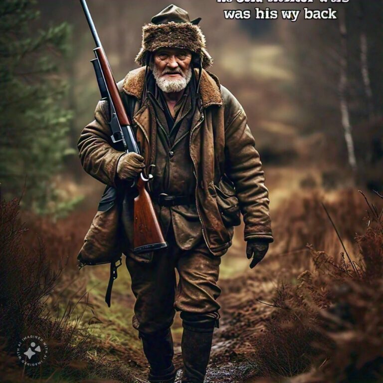 A old hunter was on his way back