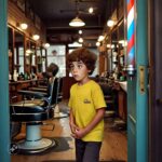 A Young Boy Enters A Barber Shop